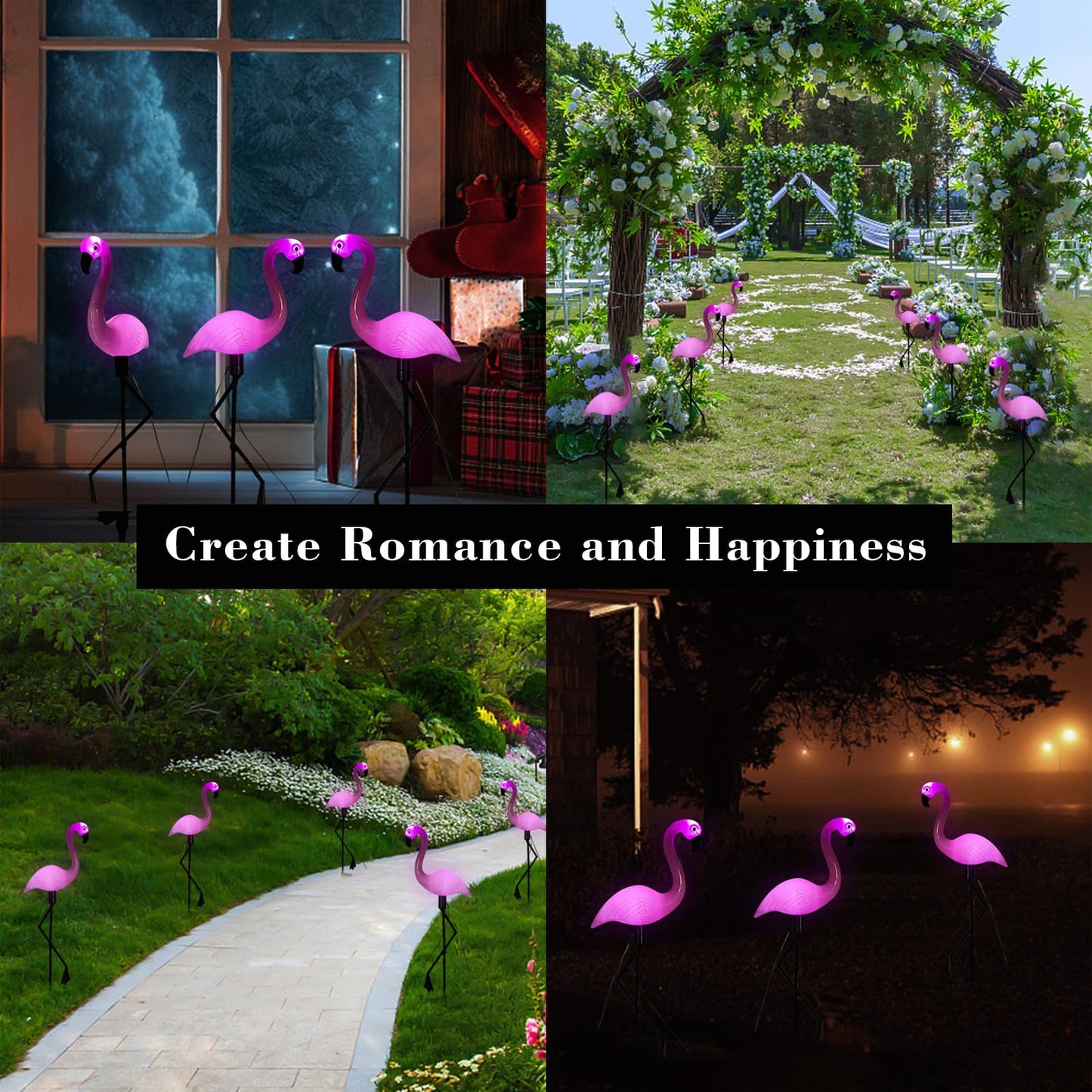 Ratopo Solar Flamingo Light 3 Pcs, Waterproof Solar Garden Lights Outdoor Decor, Pink Flamingo Garden Decor, Birthday Christmas New Home Gift, for Yard Lawn Walkway Pathway
