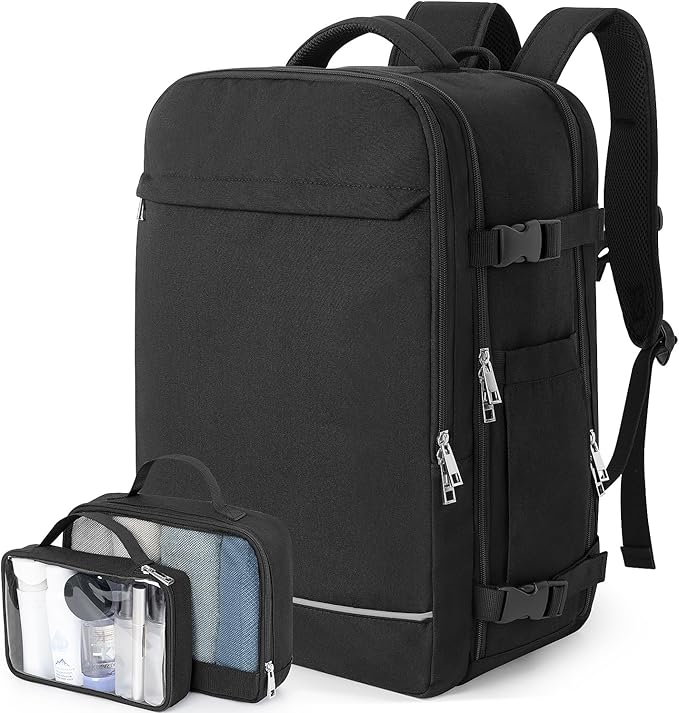 Sinaliy Personal Item Backpack, 40L Large Travel Backpack for Women Men, Waterproof Carry on Backpack for College, Busines...