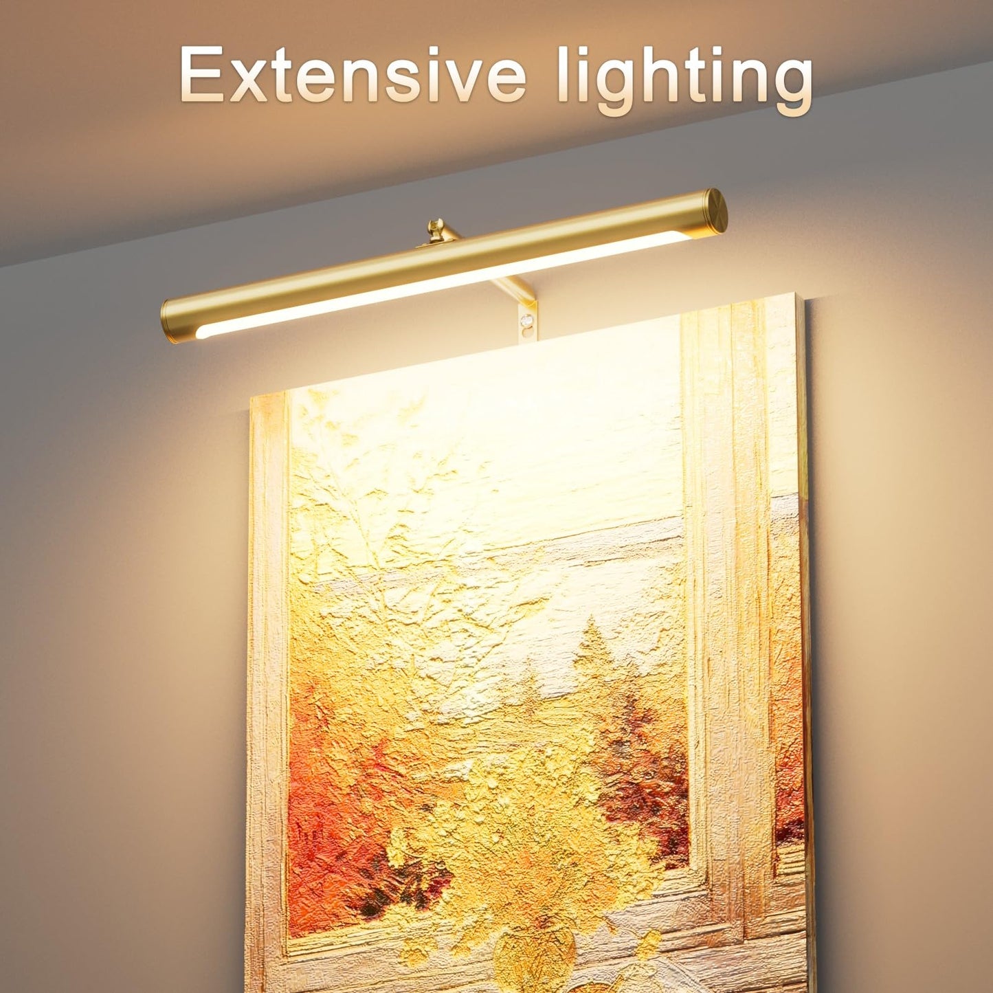 Coinmit Picture Lights for Paintings Plug in, 16" Adjustable LED Gold Picture Light Art Light, Remote Control Gallery Painting Wall Light for Picture Display Dartboard Art Work (Gold)