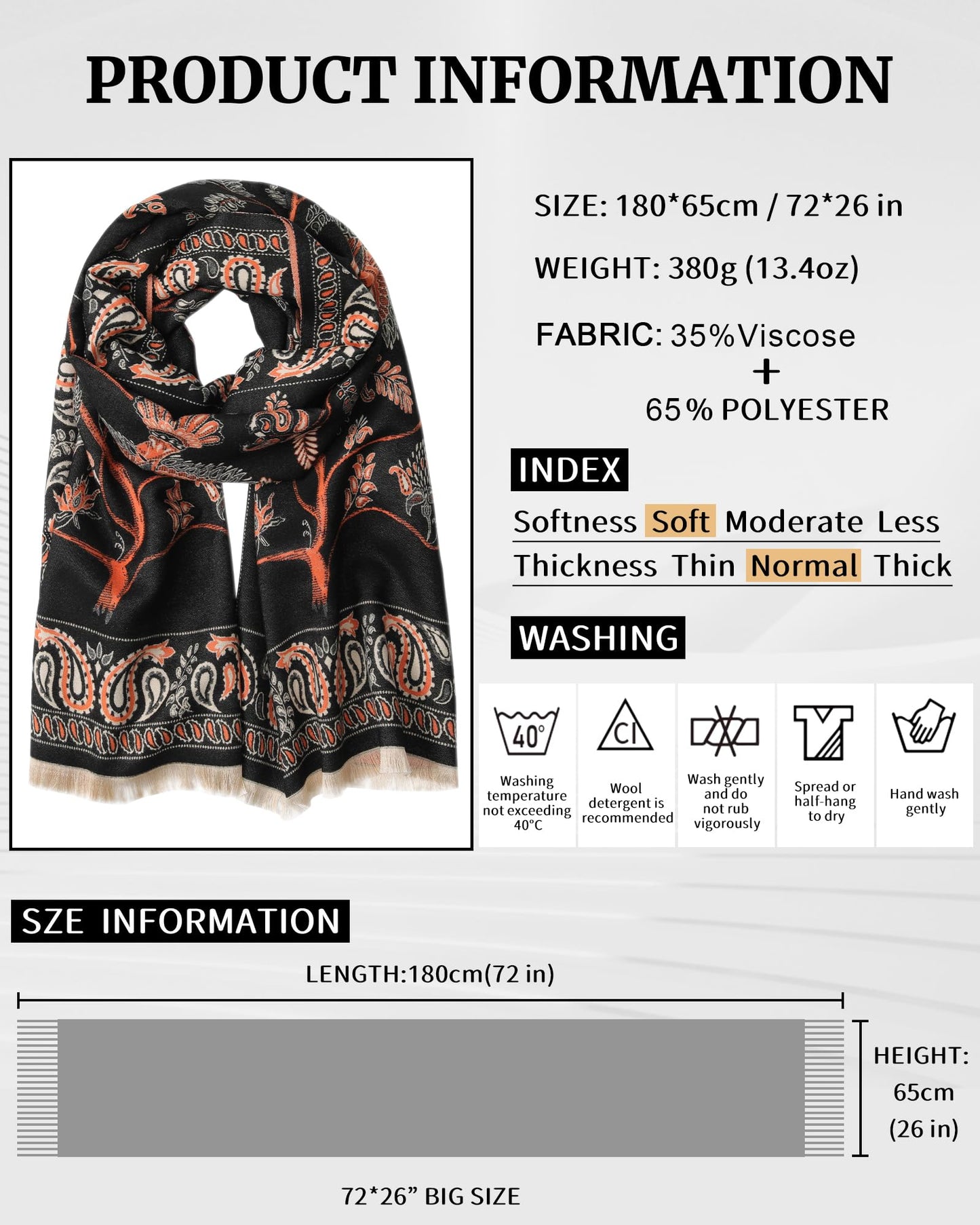 AWAYTR Pashmina Shawls Wraps for Women - Cashew Flower Winter Warm Big Scarf for Women Shawls and Wraps for Evening Dresses (Black)