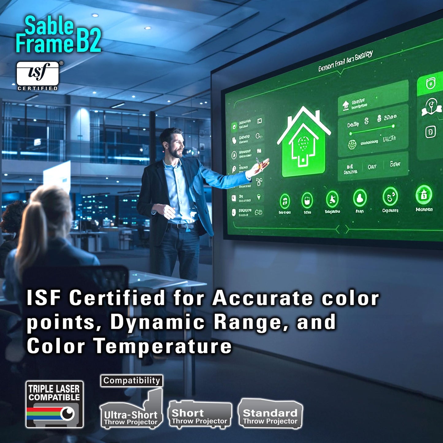Elite Screens 150 inch Projector Screen Fixed Frame 16:9, 4K/8K UHD CineWhite UHD-B, ISF Certified, UST/Short/Standard Compatible, SB150WH2