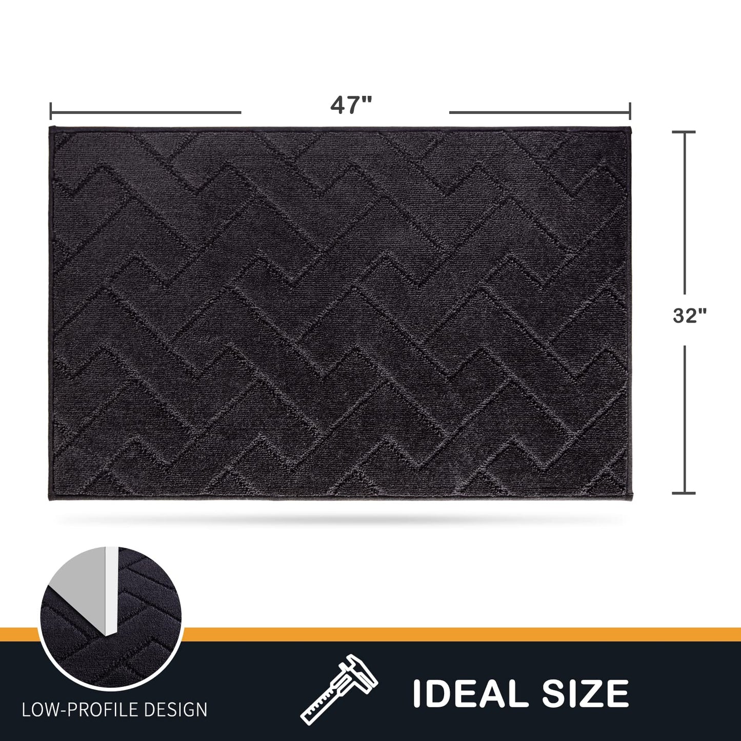 PURRUGS Dirt Trapper Door Mat 32" x 47", Non-Slip Machine Washable Entry Rug, Shoe Scraper, Dog Doormat, Super Absorbent Welcome Mat for Front & Back Door, Muddy Wet Shoes & Paws, Black