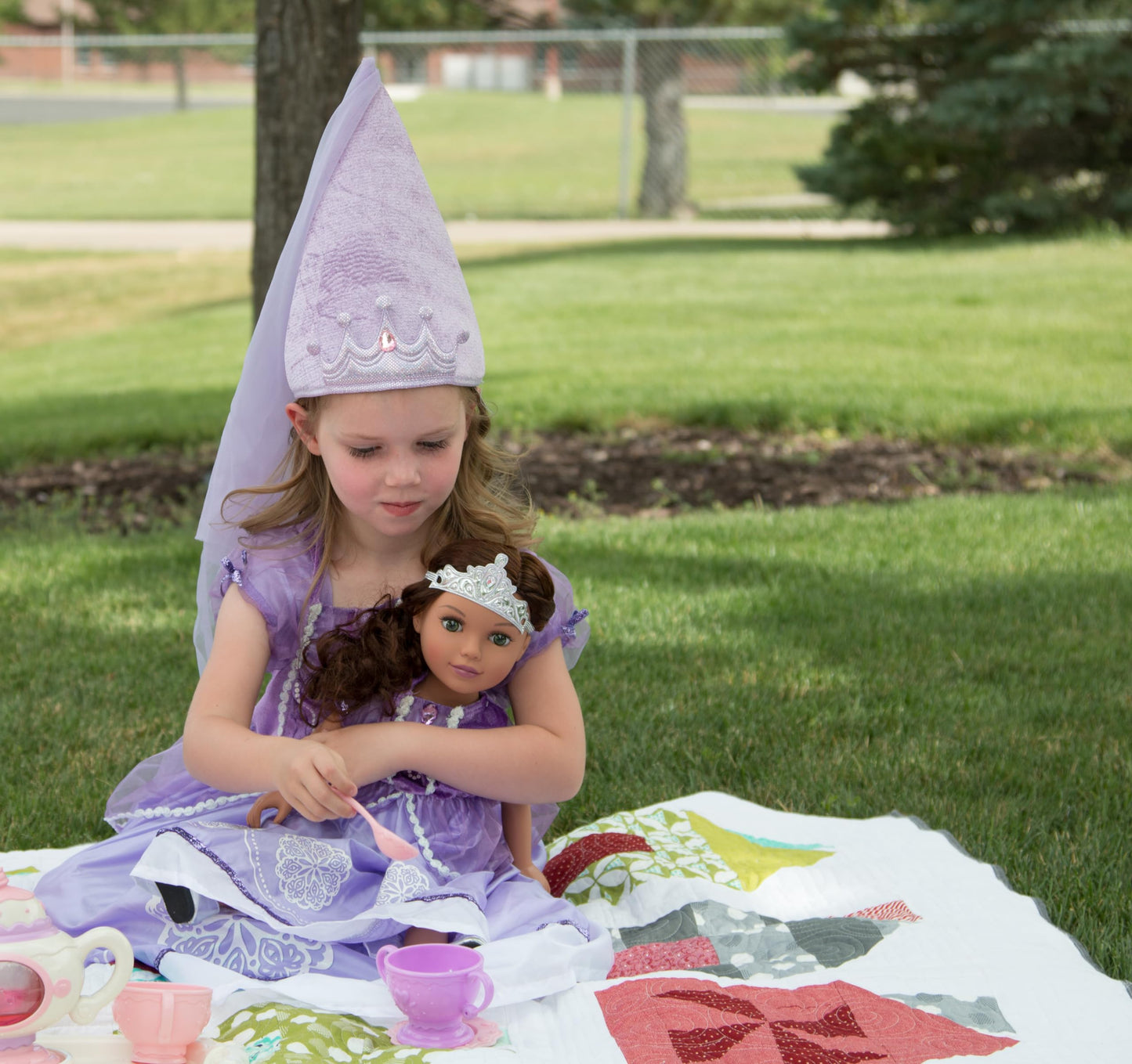 Little Adventures Pink and Lilac Princess Cone Hats for Girls Bundle Set