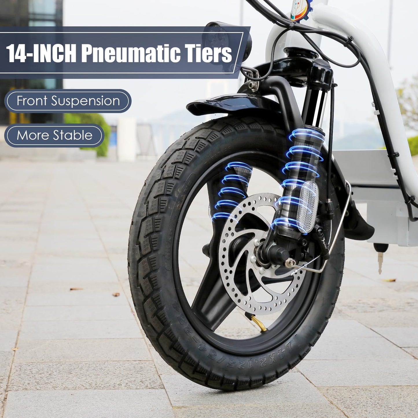Caroma Peak 1200W Electric Scooter with Seat, 14" Fat Tire, 500Wh Battery, 30 Miles Range, 20MPH Top Speed, Foldable Electric Scooters for Adults, Shock Absorbing Electric Bike for Commuting