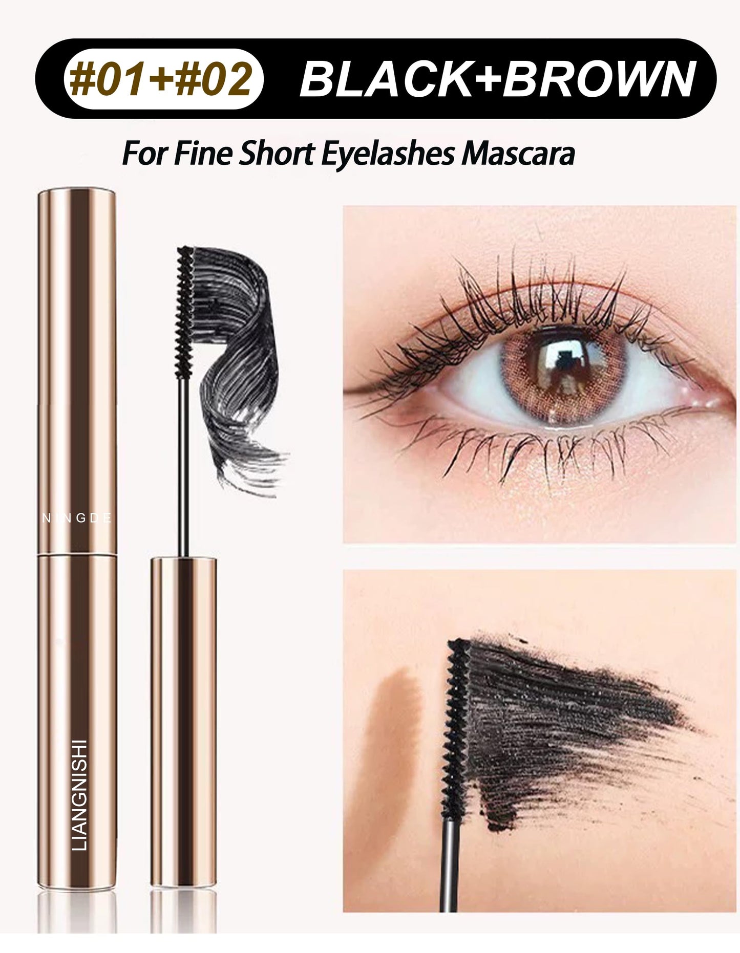 Black & Brown Mascara for Fine Short Lash & Older Women & Mulit-layered Lashes, Ultimate Length Volumizing Lower Bottom Lashes M