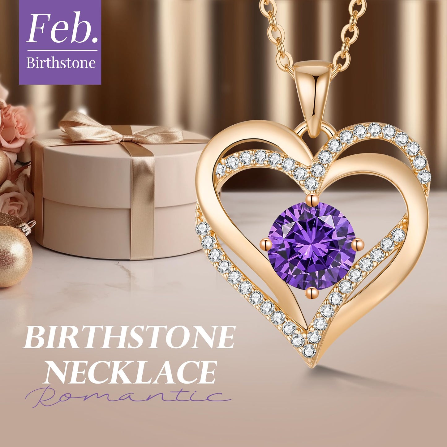 LOUISA SECRET Love Heart Birthstone Necklaces for Women 925 Sterling Silver Pendant Necklace Birthday Mother's Day Jewelry Gift