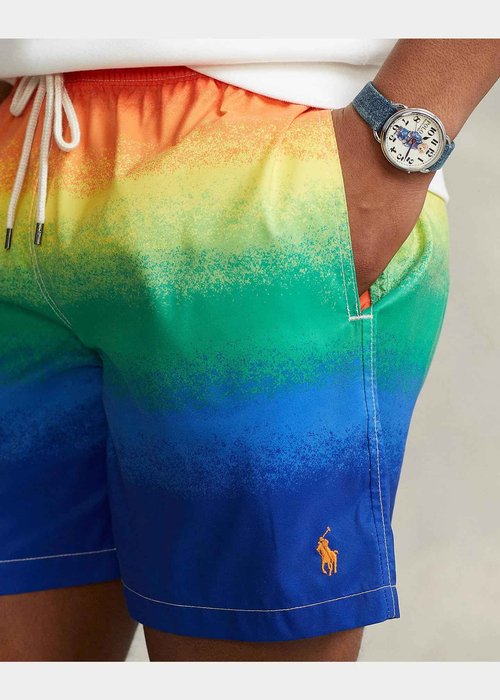POLO RALPH LAUREN Men's Traveler Classic Swim Trunk (Rainbow, L)