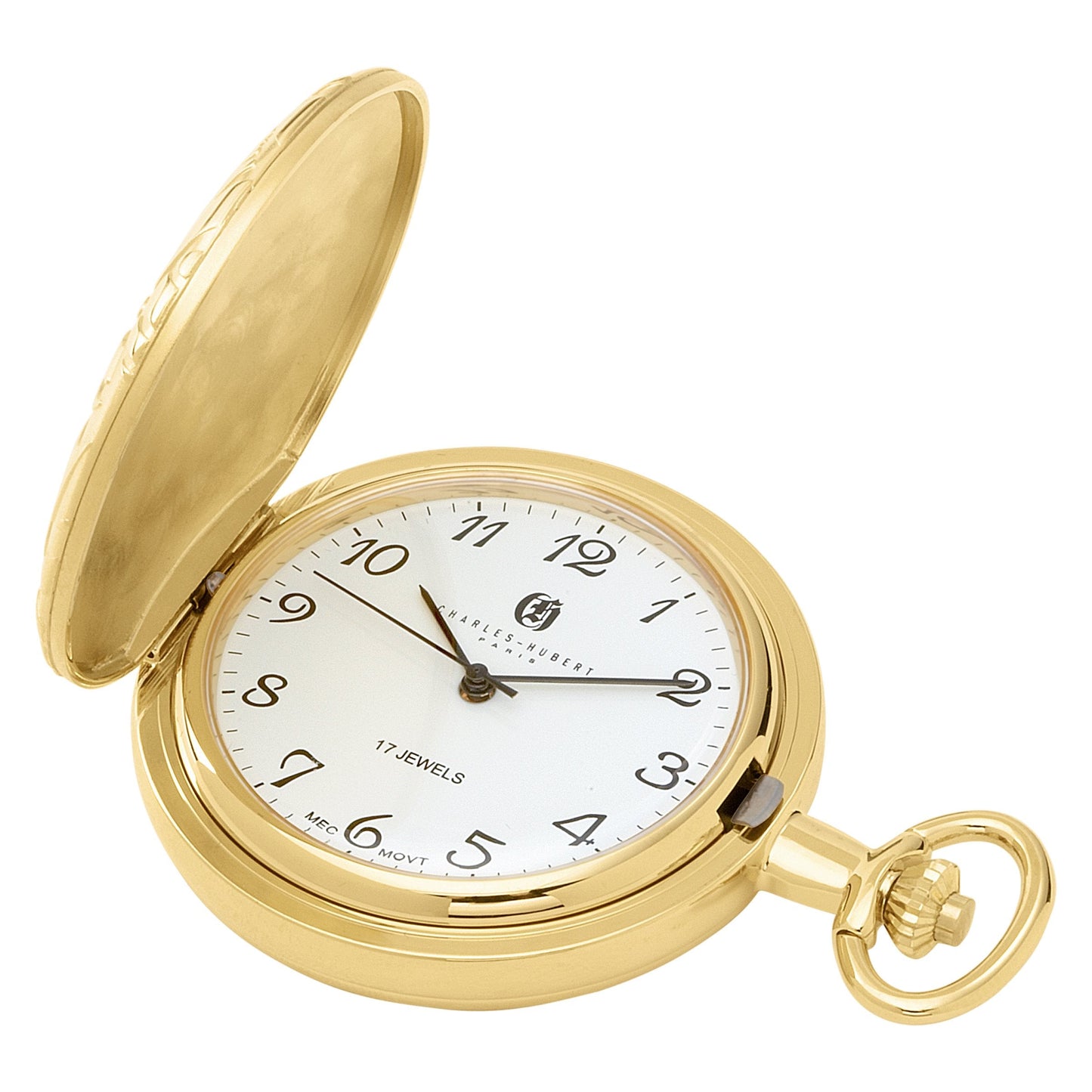 Charles Hubert 3842 Gold-Plated Mechanical Pocket Watch