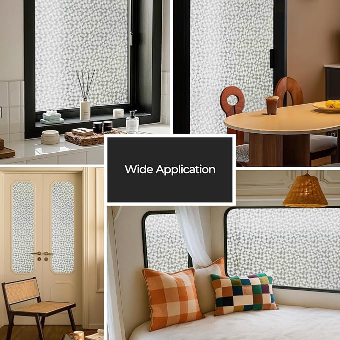 Window Privacy Film, Glass Decorative Static Cling, Removable Sun Blocking Vinyl Covering,Window Film for Home Kitchen Living Room, Floral Shadows, 17.3" x 78.7"