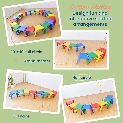 ECR4Kids Linking Stool Set, Flexible Seating, Assorted, 4-Piece