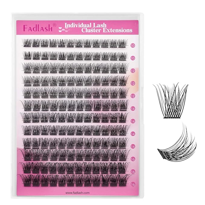 Lash Clusters 10-16mm 144pcs Mixed Tray Individual Lashes D Curl Individual Lashes Cluster Eyelash Extensions DIY Lash Extensions Eyelash Clusters Eyelash Extension Kit at Home (J03-0.07D, 10-16mm)