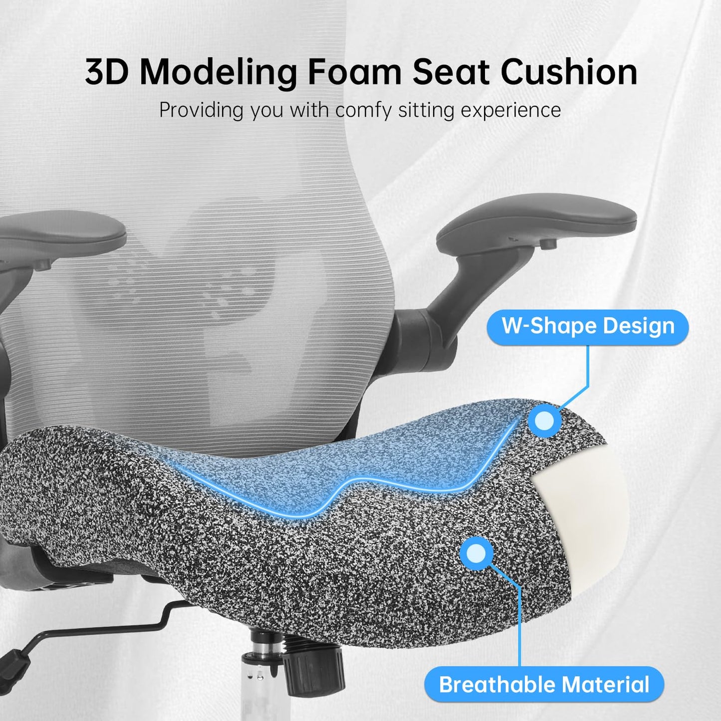 Heavy Duty Office Chair-400lbs, Ergonomic Desk Chair with Wide & Soft 3D Modeling Foam Cushion Home Office Desk Chair with Adjustable Seat Height, Executive Computer Task Chair for Heavy People