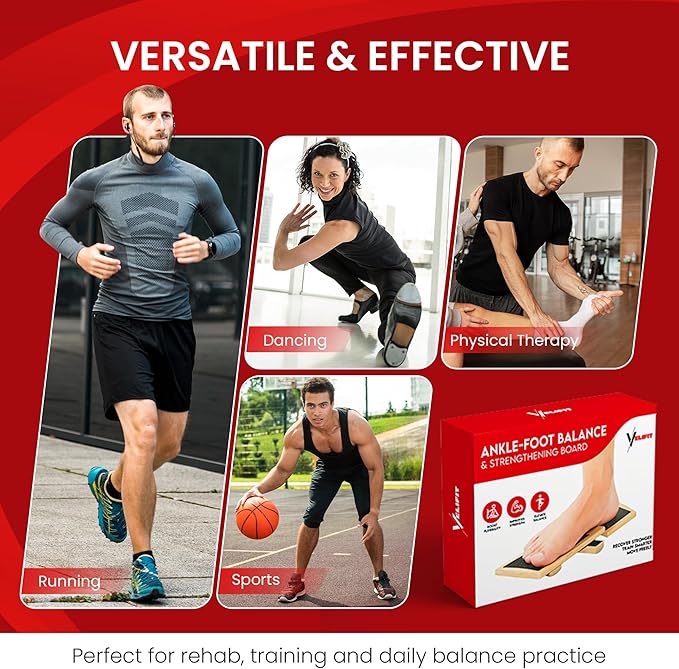 Velifit Ankle Strengthener & Axis Board, Bamboo Ankle Balance Boards for Physical Therapy, Blackboard Foot Trainer & Foot Strengthener, Giboard for Balance Training, Axisboard for Leg Stability