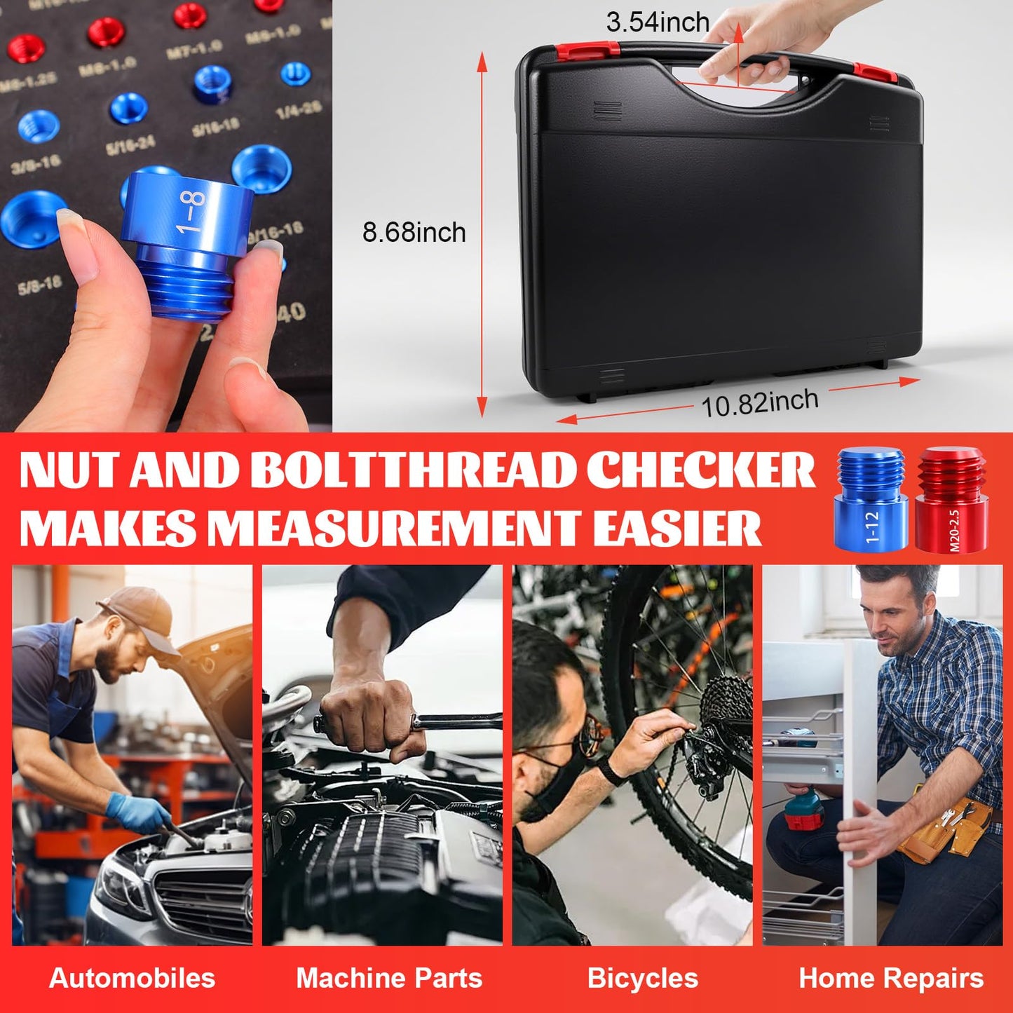 SBGGRL 50 Pcs Standard and Metric Nut Bolt Thread Checker Kit,Inch Size Gauges Finder Tool,Detachable Screw Identifier Thread Especially for Tread Fasteners Measuring