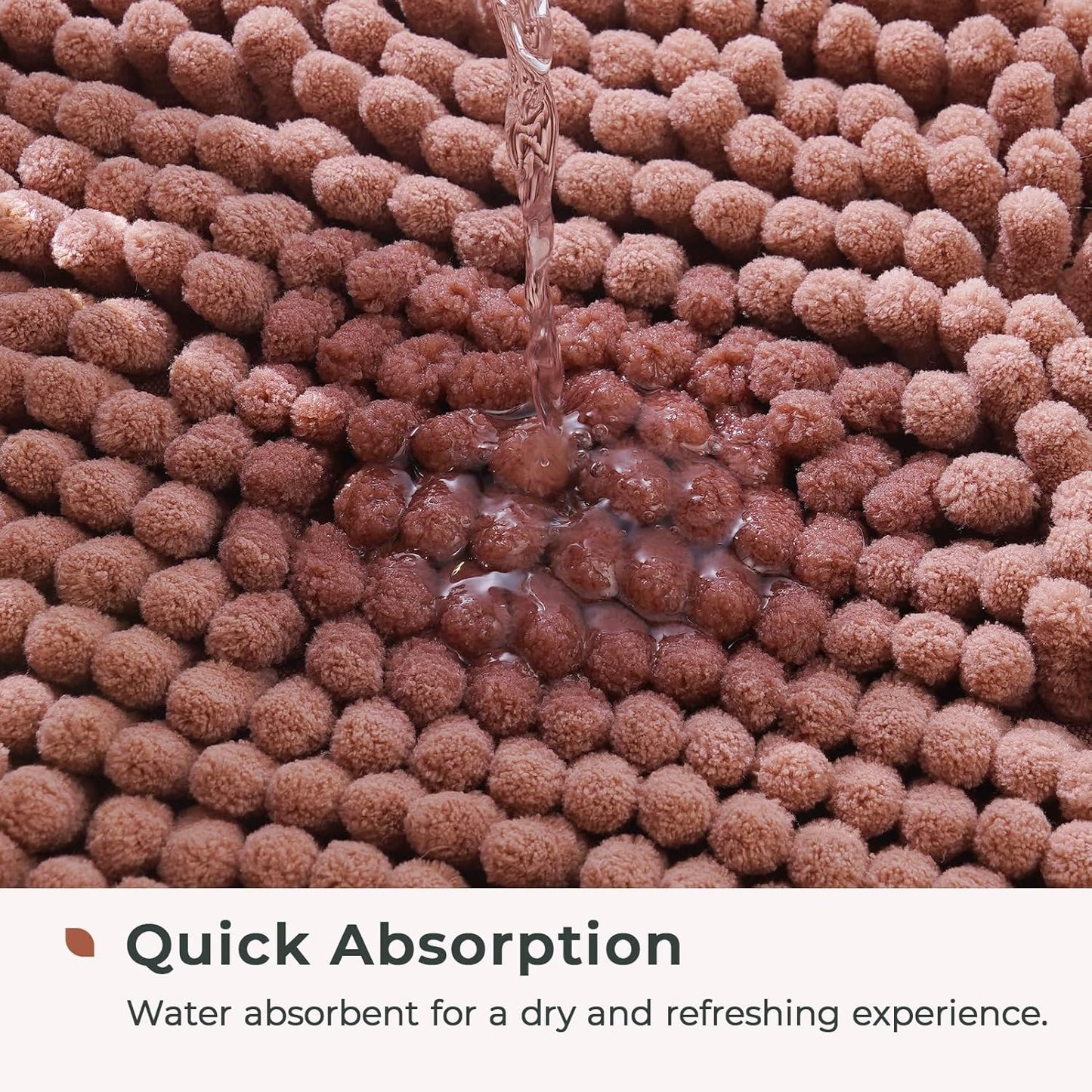 FRESHMINT Large Chenille Bathroom Rugs Mat 36"x24", Non-Slip Bath Mat for Bathroom Floor & Bathtub, Washable Shower Shag Bath Rugs, Soft Fluffy Thick Water Absorbent Microfiber Shower Mat, Rust Pink