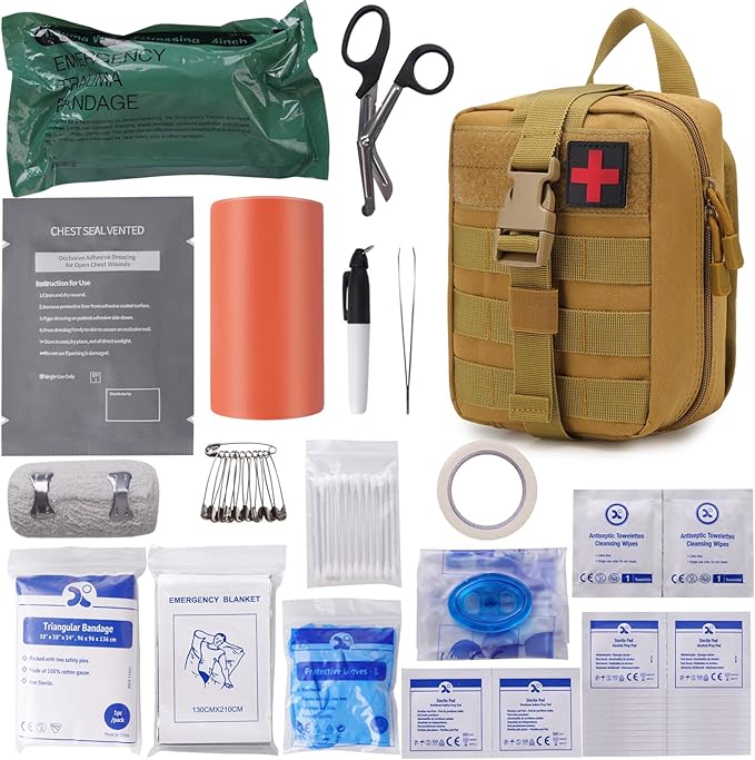IFAK Trauma First Aid Kit Molle Pouches Emergency Survival Kit for Tactical Military Car Travel Hiking Camping with Vented...