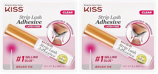 KISS Strip Eyelash Adhesive, Clear 0.176 Oz KPLGL01 (Pack of 2)