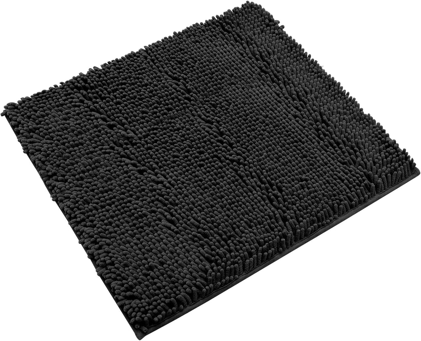 Non-Slip Bath Rug,Extra Soft Microfiber Bedroom Shag Carpet with Anti-Slip Backing,Water/Dust Absorbent Fast Dry Shower Mat,Sound Insulated Stairs Pad,Machine Washable (Black,24 x 24 Inches)