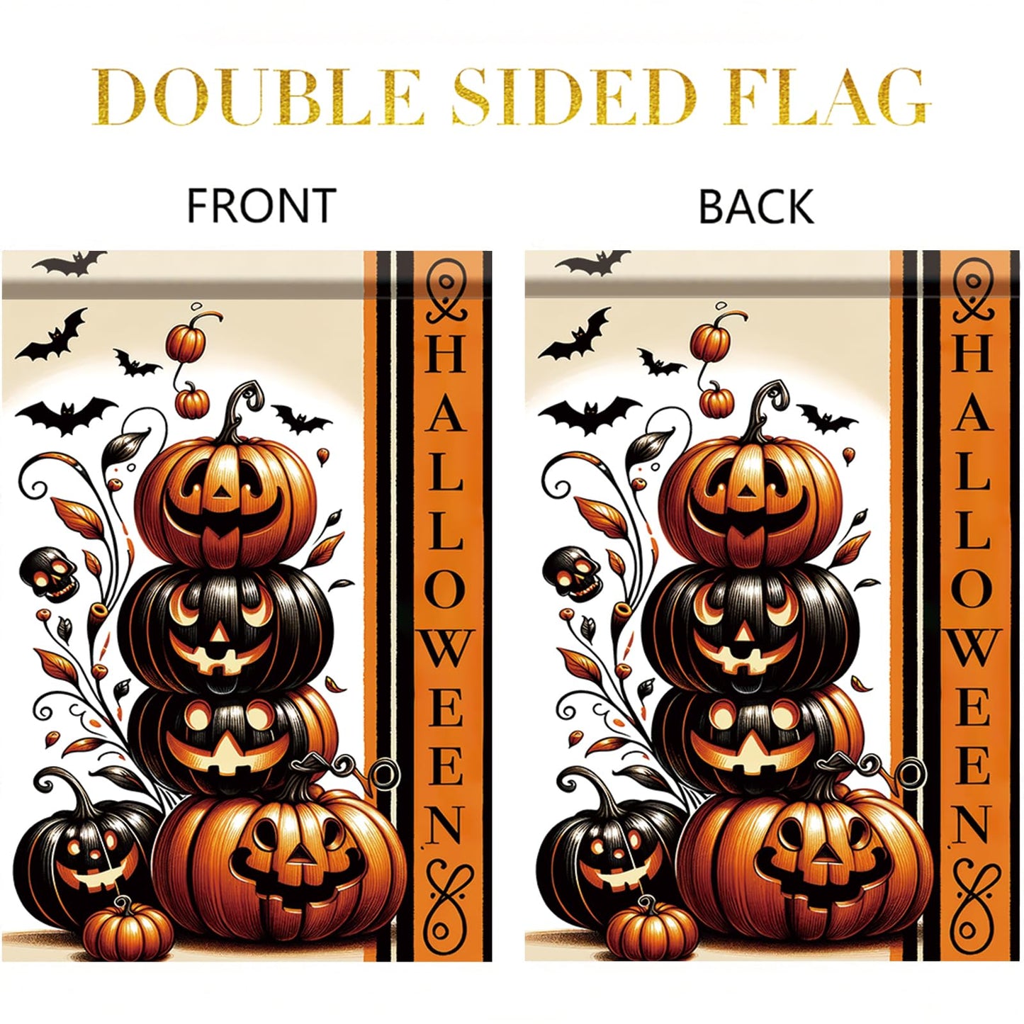 Saoplasa Halloween Garden Flag Halloween Pumpkin Stack Flag 12x18 Inch Double Sided for Trick or Treat Spooky Yard Small Banner Fall Party Outdoor Decor
