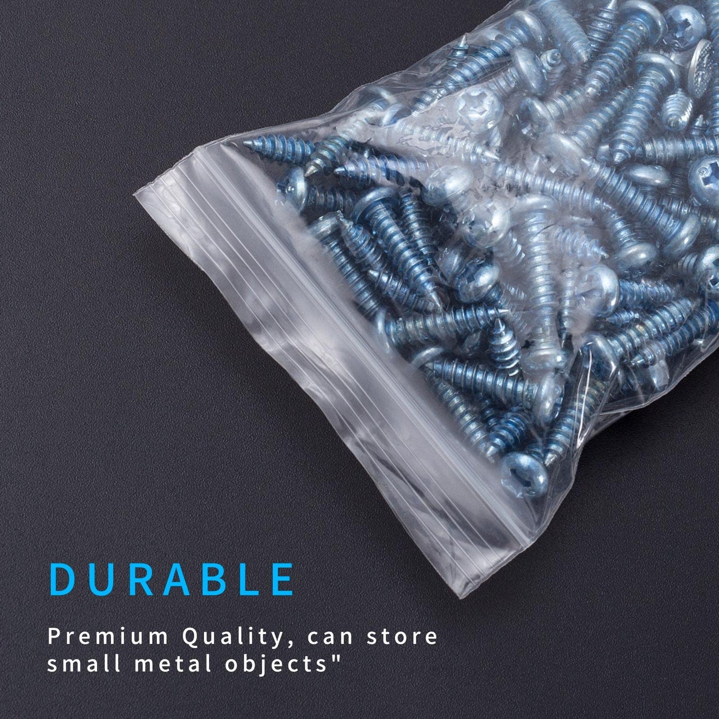 Small Plastic Bags, 300 PCS Mini Baggies, 3 Assorted Sizes, Transparent Jewelry Bag Reclosable, Clear Bag, Resealable Poly Bags for Pill, Beads, Screws, Packaging