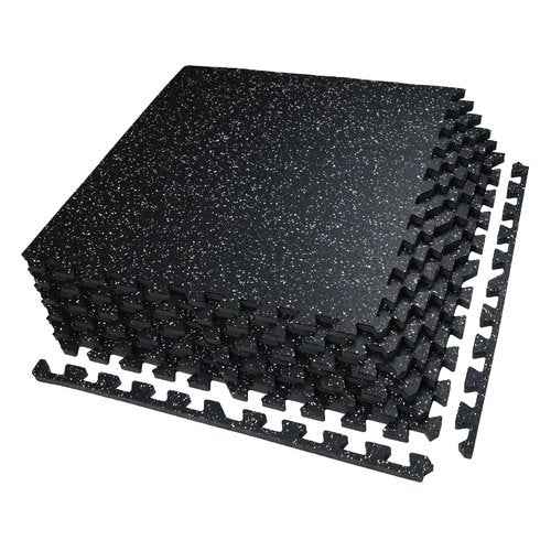 AIRHOP 0.56in Thick 24 Sq Ft Exercise Equipment Mats, 6 Tiles Upgraded Rubber Top with High Density EVA Foam, Large Interlocking Puzzle Gym Flooring for Home Gym, Heavy Weight Workout, 24 x 24in