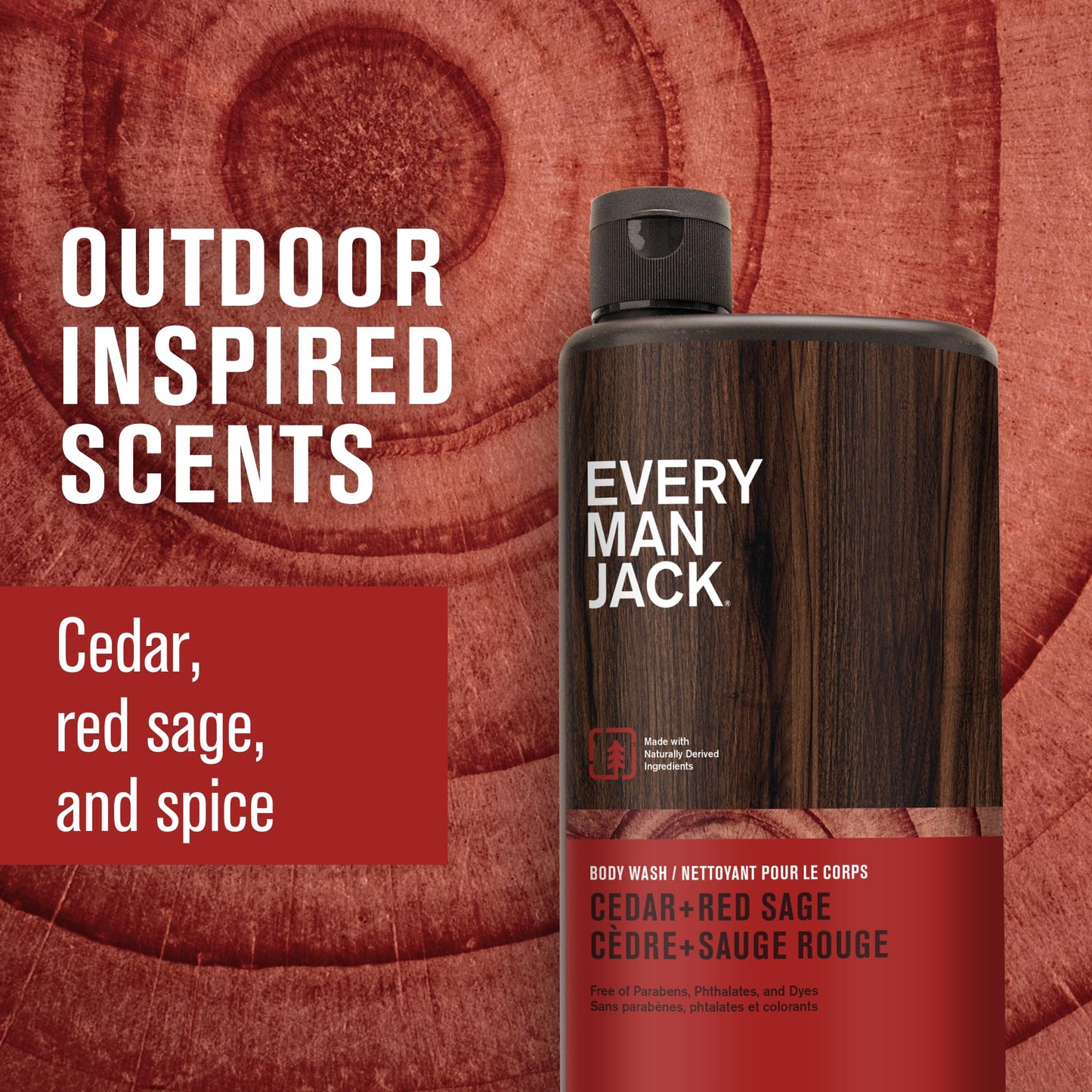 Every Man Jack Nourishing Cedar + Red Sage Mens Body Wash for All Skin Types - Naturally Derived Ingredients - Cleanse and Hydra