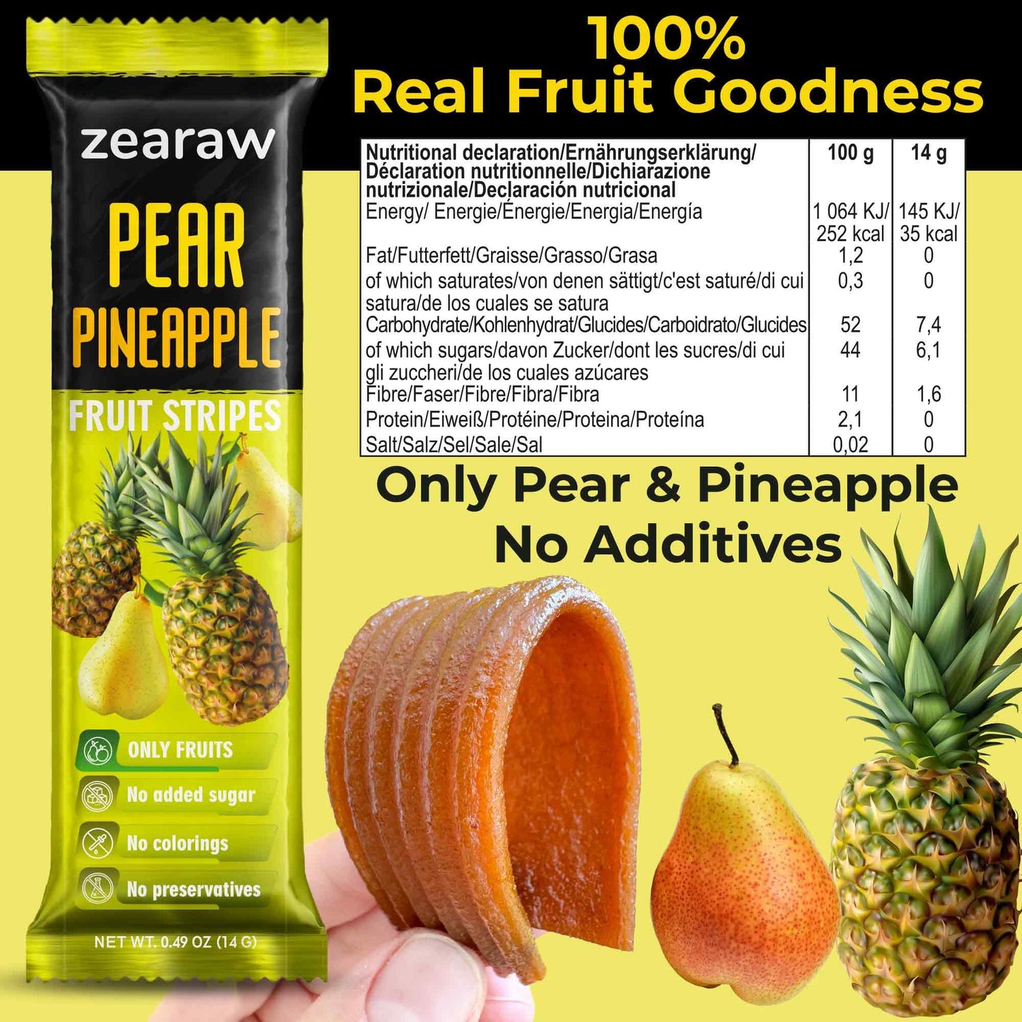 ZEARAW Healthy Fruit Snacks for Adults and Kids – 30 Organic Fruit Leather with Dried Pineapple, Blueberry, Strawberry-Raspberry – Vegan Low-Carb Variety Pack Strips for Kids – Sugar Free Bars