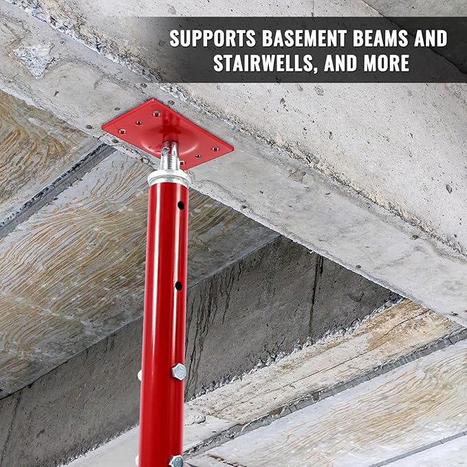 Yaocom 4 Pcs Adjustable Jack Post, 19"-36" Height Range, Basement Floor House Screw Jacks for Lifting Joist Beam Brace for Cellar Ceiling, Center Point Load Capacity 11023 Lbs (Red)