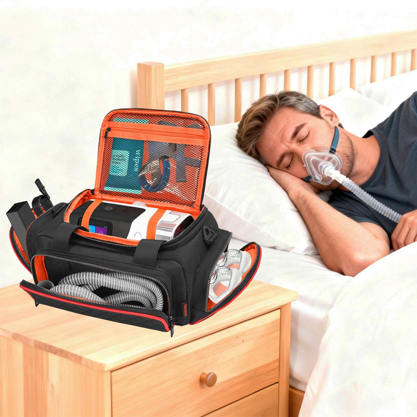 FURIMETY CPAP Travel Bag Compatible with ResMed AirSense 10, Portable CPAP Supplies Bag for AirSense 11, AirSense 10 Elite, AirStart 10, Philips Dreamstation, 3B Medical Luna G3, XT Fit, Black