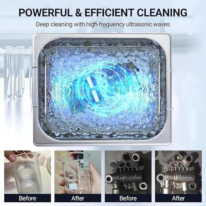 10L Professional Ultrasonic Cleaner Commercial | 40kHz with Digital Timer & Heater | for Jewelry, Watches, Eyeglasses & Small Parts Cleaning