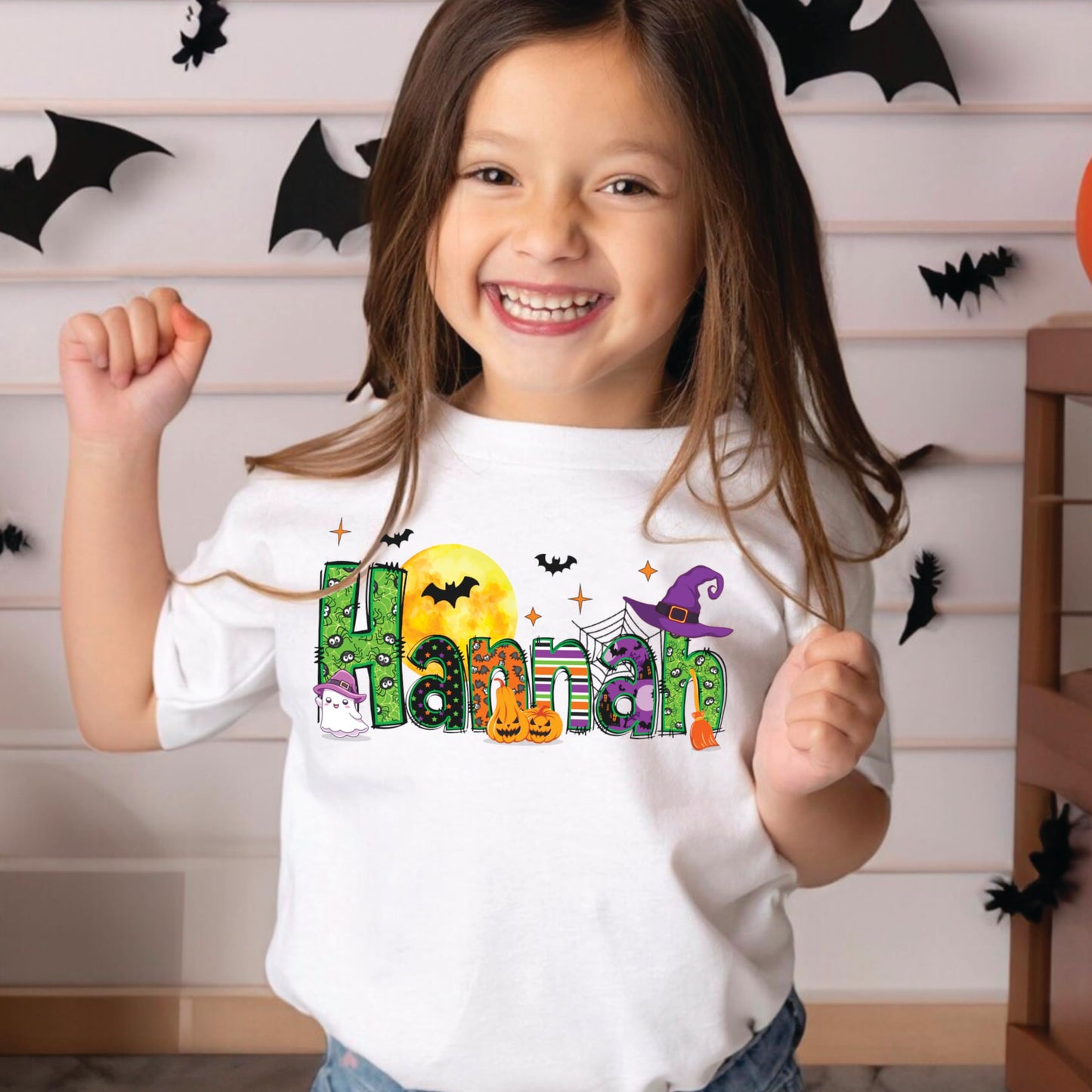Halloween Custom Name Little Pumpkin Witch Youth Costume Shirt, Spooky Ghost Tee