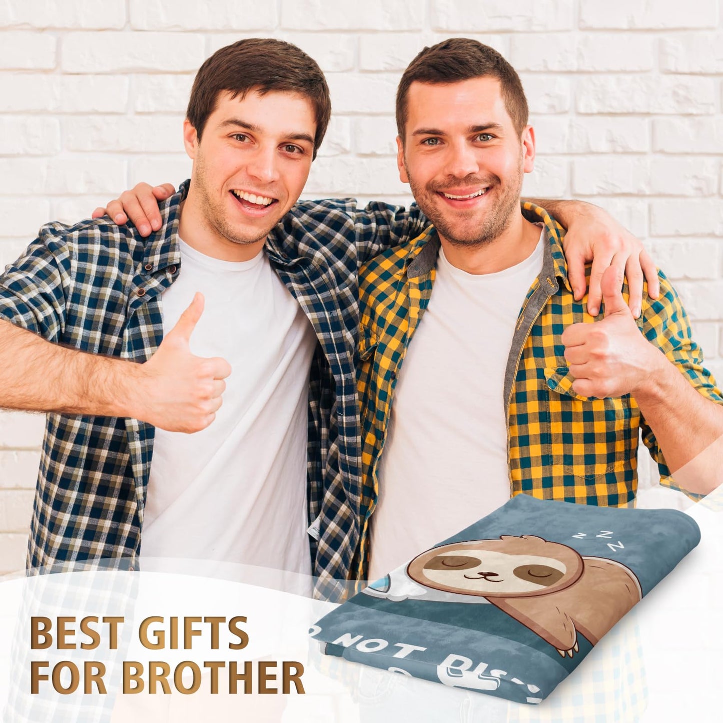 Funny Big Brother Gift, Brother is Charging Sloth Blanket, Birthday Gifts for Brothers Adult, Brother's Gitfs for Christmas Fathers Day, Soft Sloth Throws Blanket for Brothers 60" x 50"