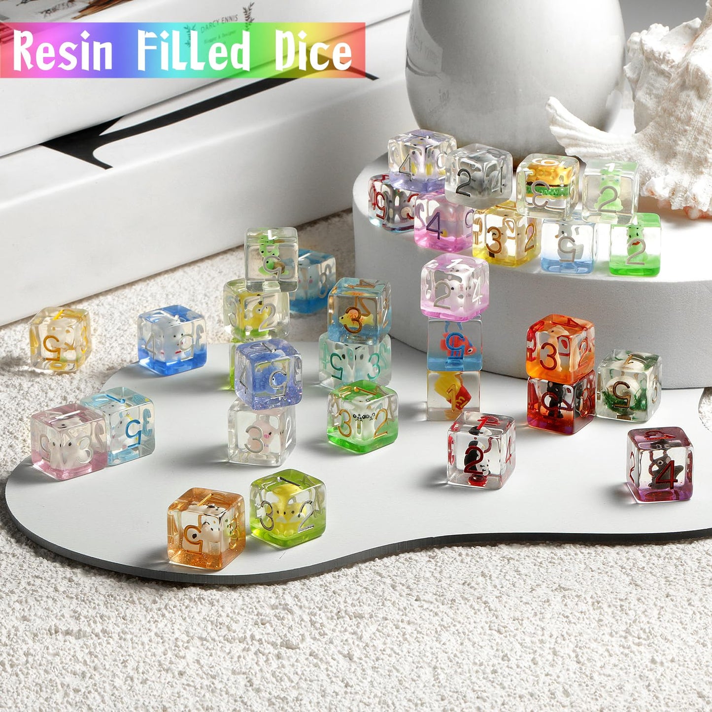 DNDND Blood Spot Skull Resin Dice Set with Velvet Pouch for Dungeons and Dragons DND Role Playing Games and Tabletop Games