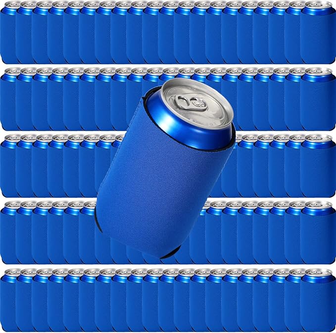 Chengu 100 Pack Blank Beer Can Cooler Sleeves Soft Insulated Reusable Drink Bulk Collapsible Sublimation for Wedding Party...