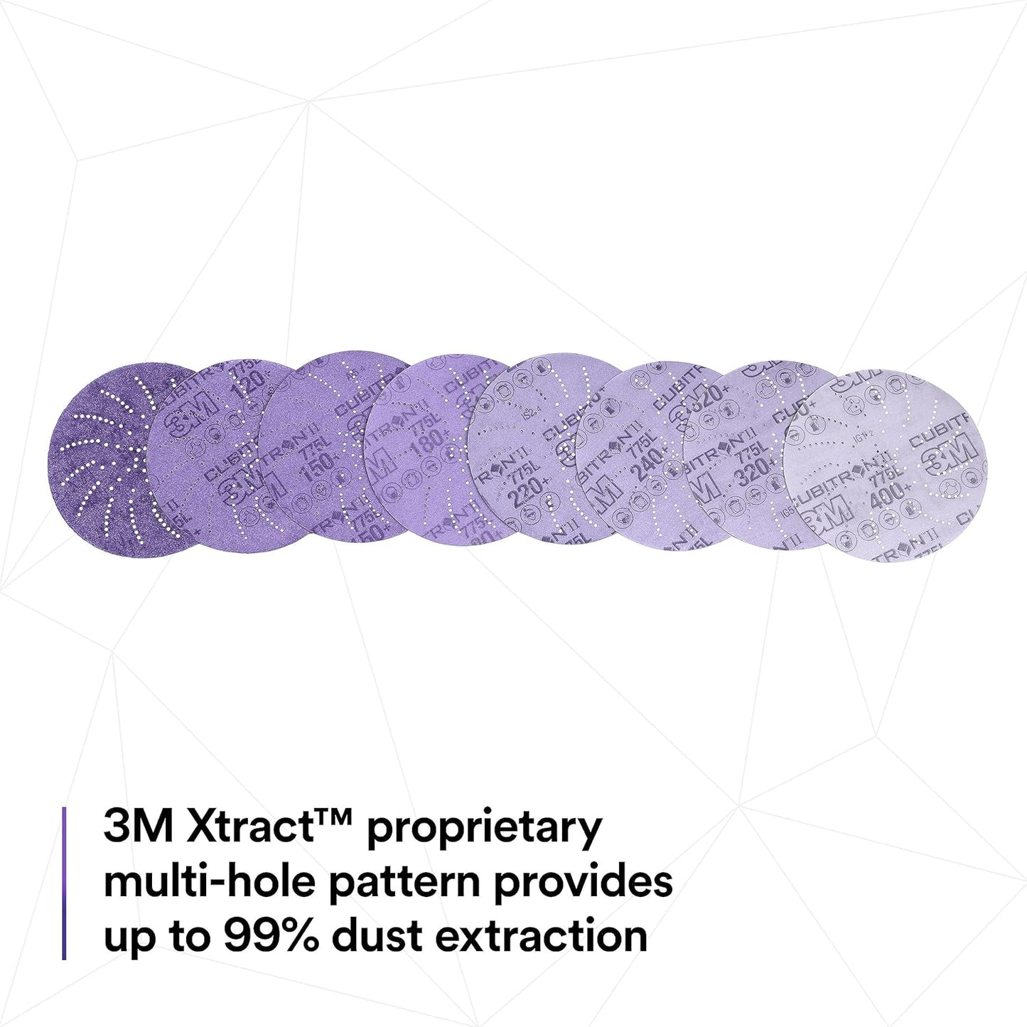 3M Xtract Cubitron II Hookit Clean Sanding Film Disc 775L, 5 in, 15 Piece Multi-Pack Hook and Loop Sanding Discs, 240+ 320+ 400+, Paint Preparation and Removal, General Sanding, Refining, Blending