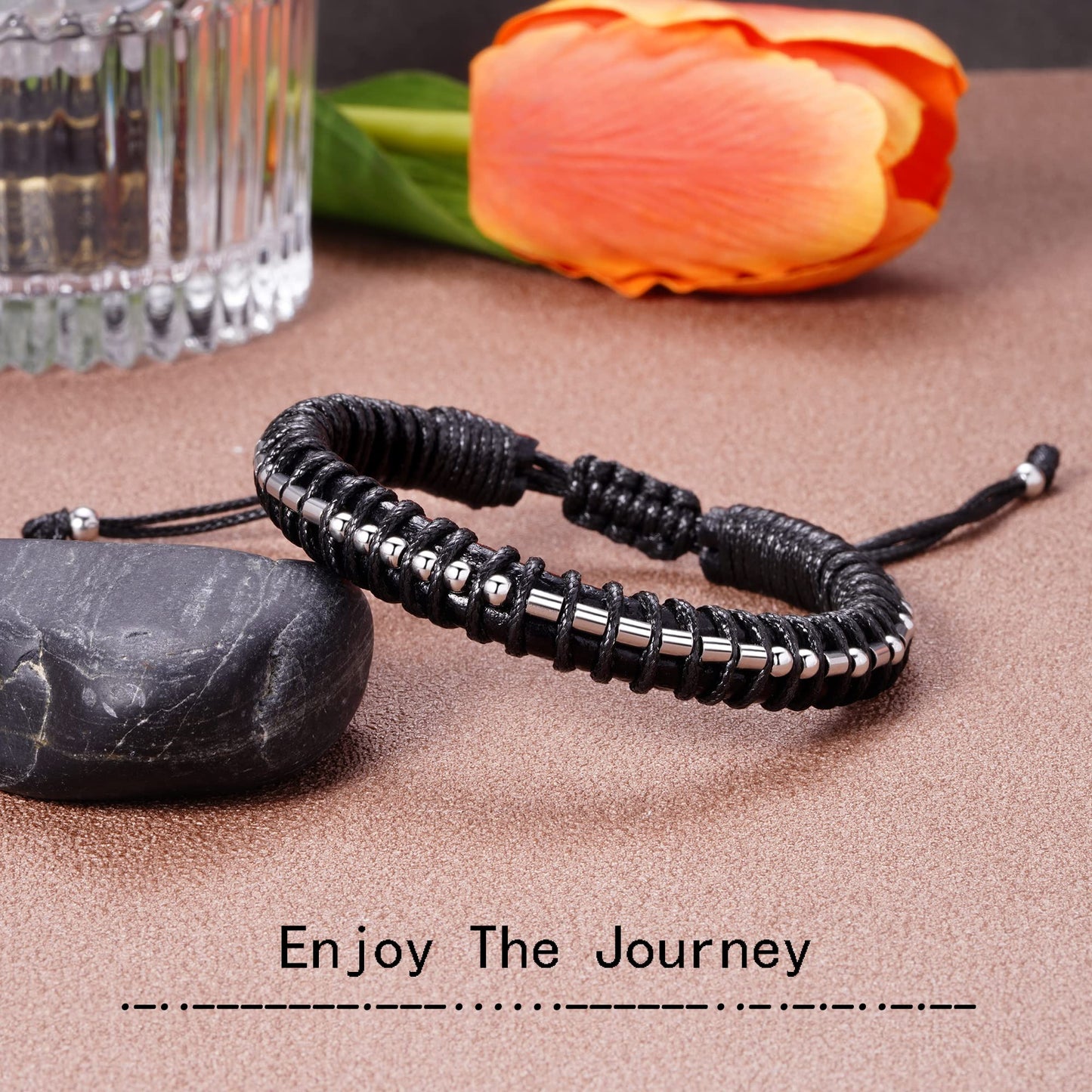 Btysun Retirement Gifts for Men Morse Code Bracelets Inspirational Leather Bracelet Secret Message Uplifting Graduation Gifts Th