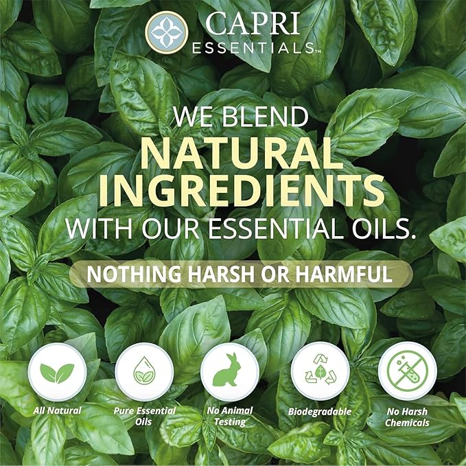 CAPRI ESSENTIALS All Purpose Cleaner, Natural Household Cleaning Supplies, Plant Based Kitchen Counter Surface Spray, Removes Dirt & Grime, Blend of Essential Oils, Sweet Basil 23 FL Oz (2 Pack)