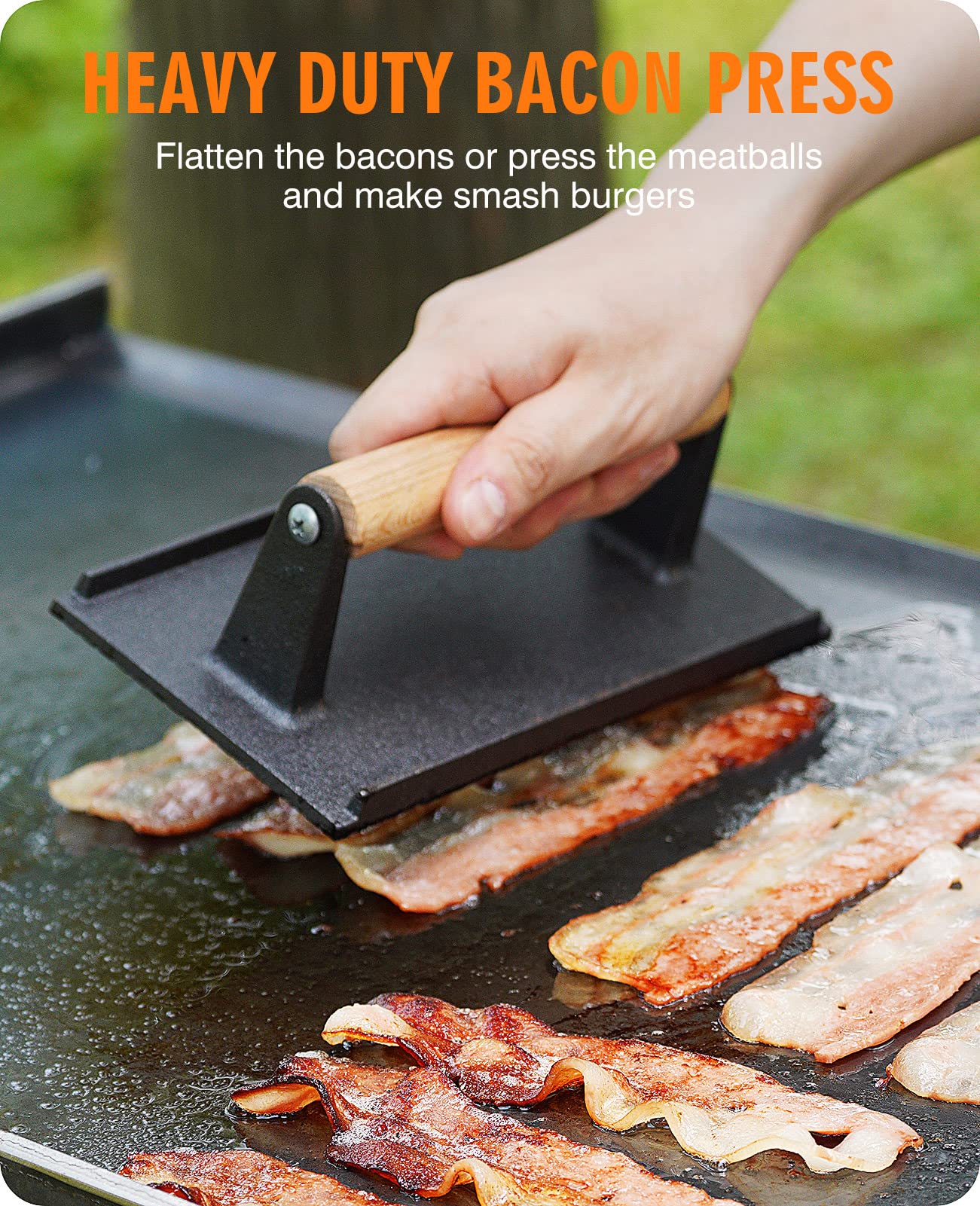 Homenote Griddle Accessories For Blackstone, Commercial Grade 12 Inch Heavy Duty Melting Dome With Rectangle Cast Iron Smash Bur