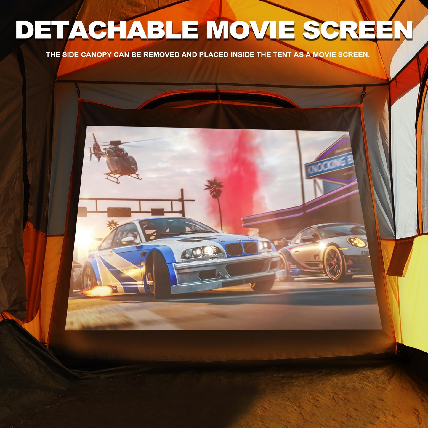 uniHimal SUV Tent for Camping,Waterproof PU2000mm, Fits 5-8 People,Spacious Double Layer Design, Includes Rainfly & Storage Bag, 8FT L x 8FT W x 7.2FT H,Orange