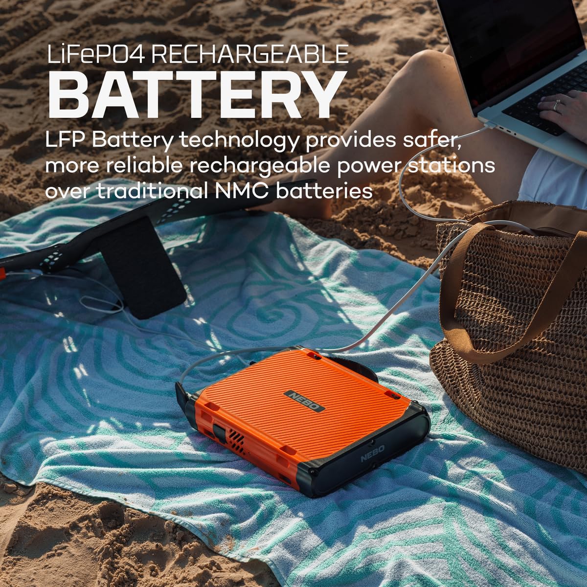NEBO RAMBLER 300 Power Station | Compact 300W Portable Power Station (600W Surge), 288Wh Power Bank with AC, USB-C PD Fast Charging, Wireless Charging, Solar Generator for Camping & Emergency Backup