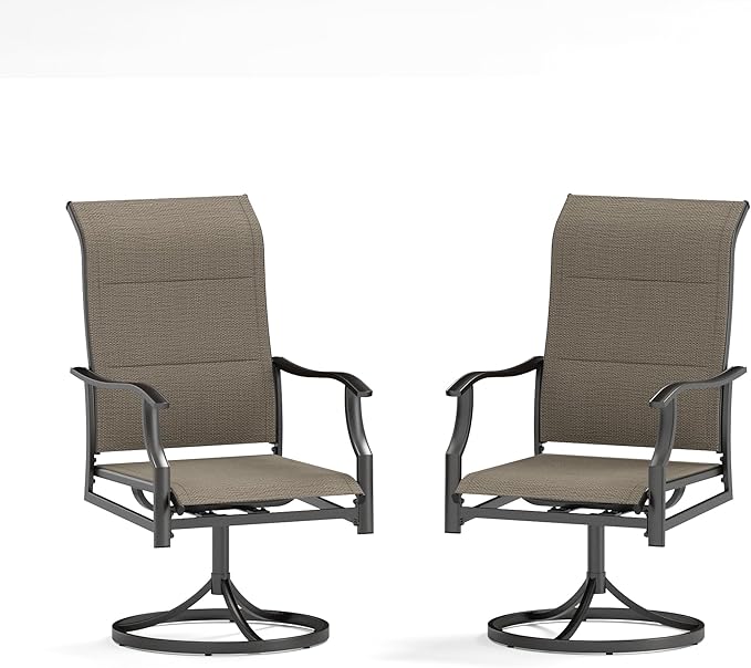 Sophia & William Outdoor Patio Swivel Dining Chairs Set of 2, High Back Padded Patio Dining Chairs, All Weather Textilene Mesh Fabric for Backyard, Poolside, Balcony and Garden