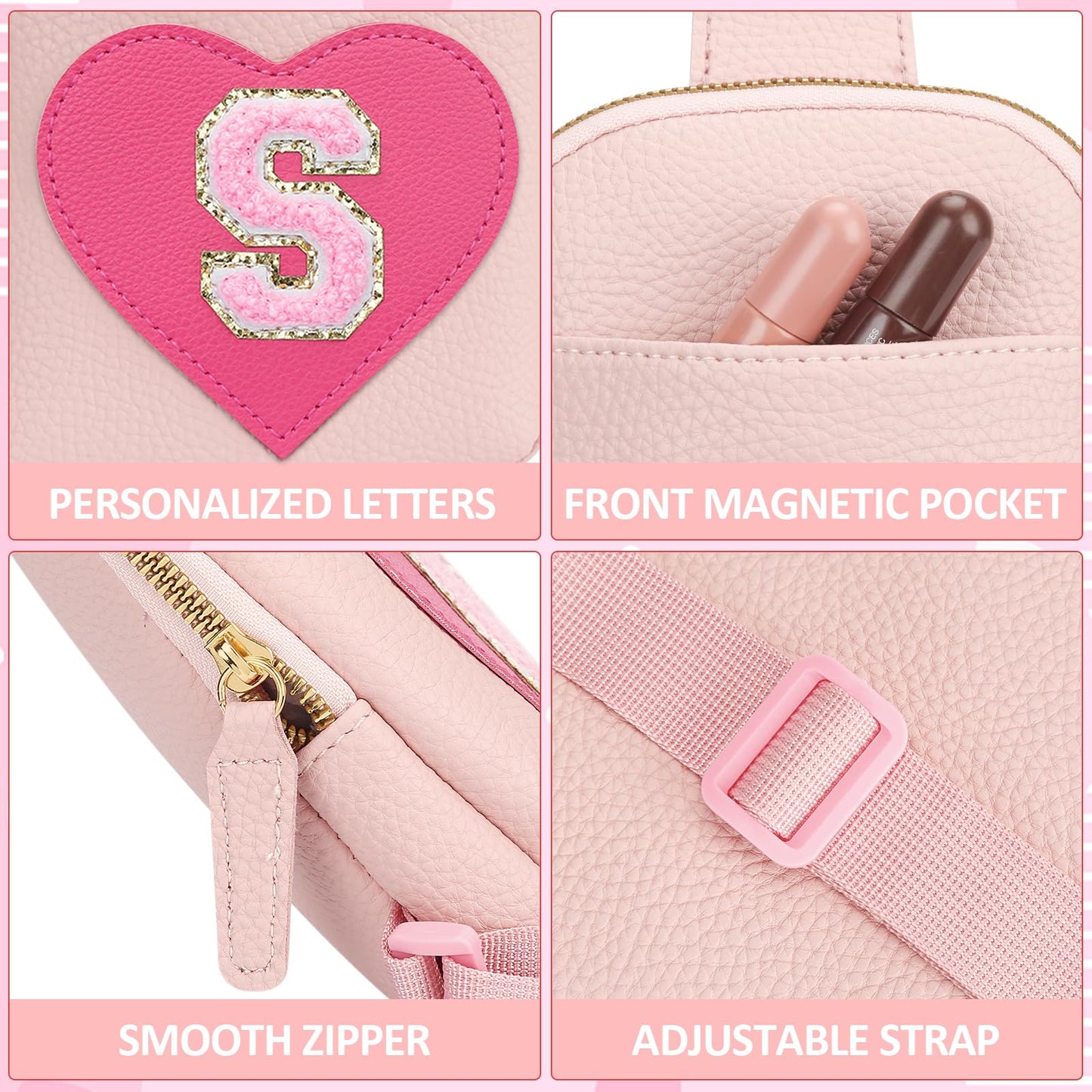 KKXIU Girls Initial Sling Crossbody Bag Toddler Fanny Pack Personalized Gift Kids Purse (S)