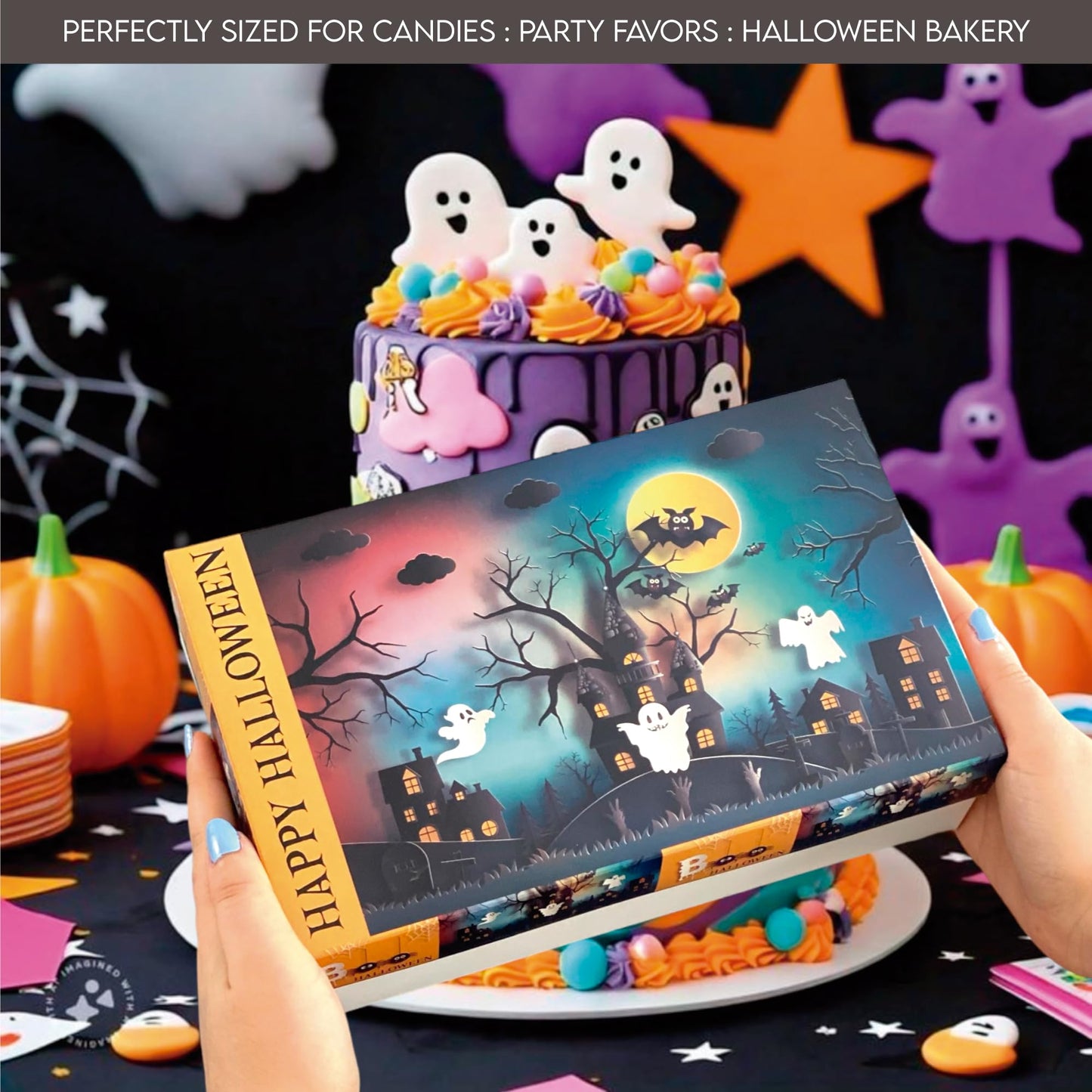 VASSAPACK 8 Pcs Halloween Treat Boxes 9.84x5.90x2.95 inches, Trick or Treat Favor Boxes, Halloween Party Supplies, Candy Containers, Halloween Surprise Gift Boxes