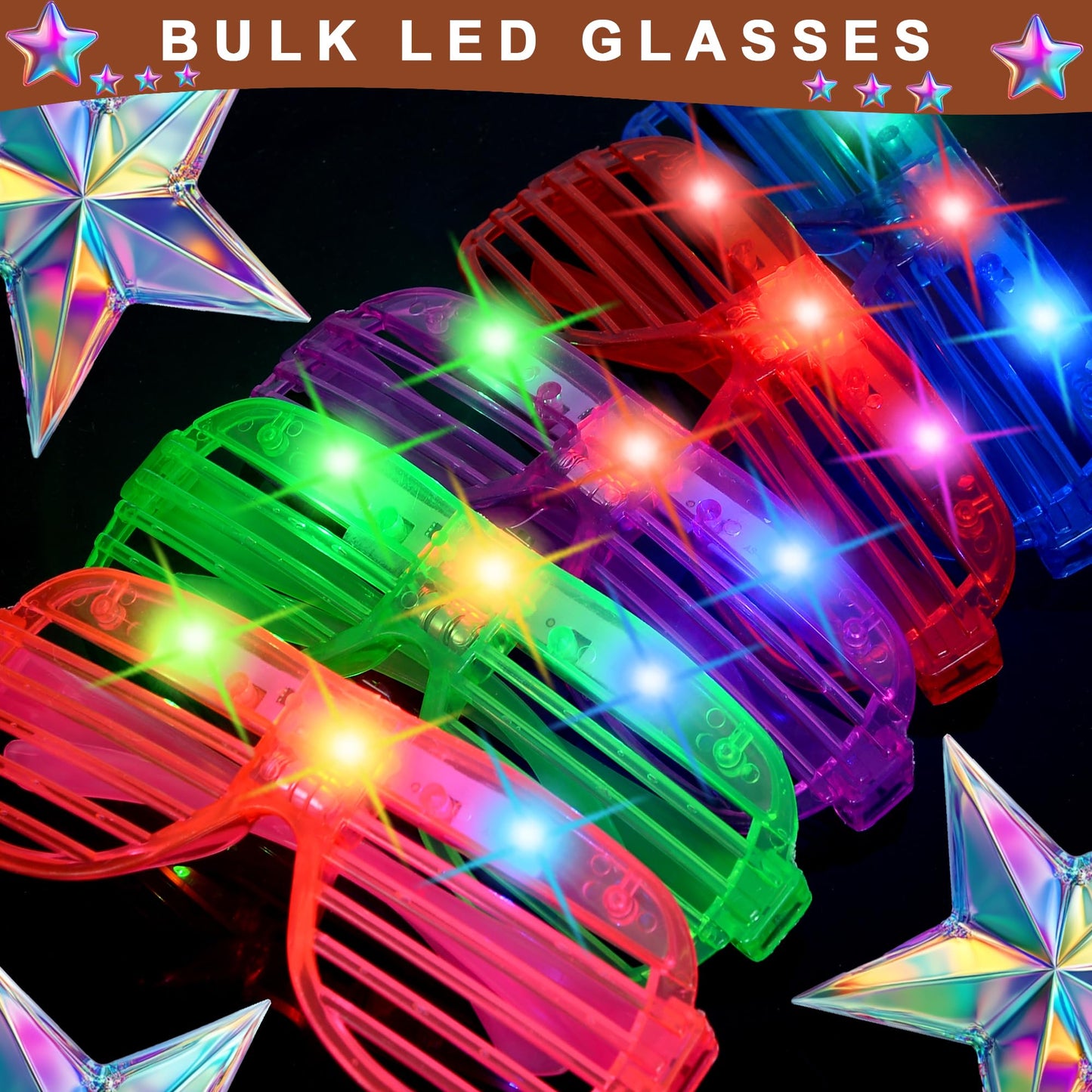 Zaaaslsm 20 Pack LED Glasses,Glow glasses,Light up glasses,Glow in the dark glasses,Party glasses Rave neon Flashing Party For Birthday Mardi Gras New Year's Eve Party Decoration,For Kids/Adults