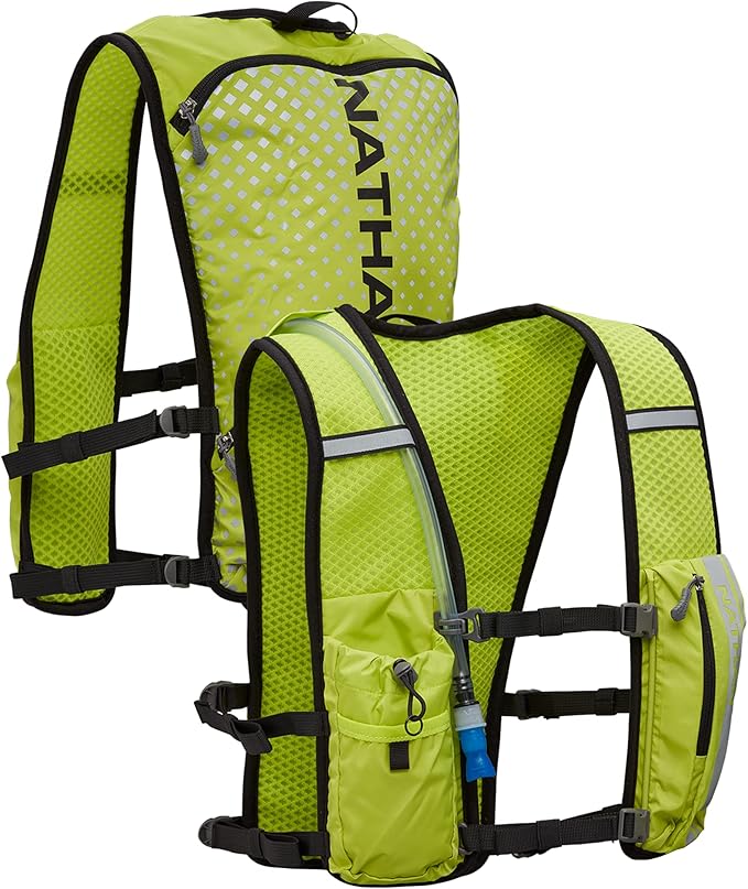 Nathan Hypernight QuickStart 2.0 4 Liter Hydration Pack w/ 1.5L Bladder, Reflective to Be Seen at Night, Front Water Bottl...