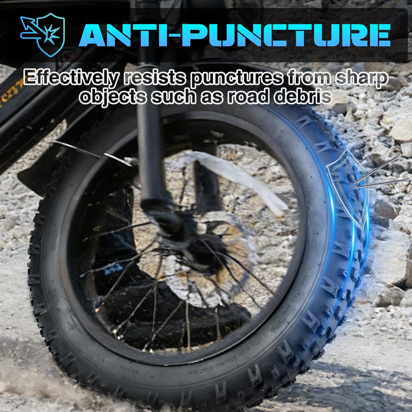 MAKELEN 20x4.0/26x4.0 Studded Snow Bike Tires - Deep Tread Winter Tire with Steel Spikes for Snow and Sand Terrains - Anti-Slip Bicycle Tires for Off-Road Cycling (Black(2 Tires&2Tubes), 20x4)