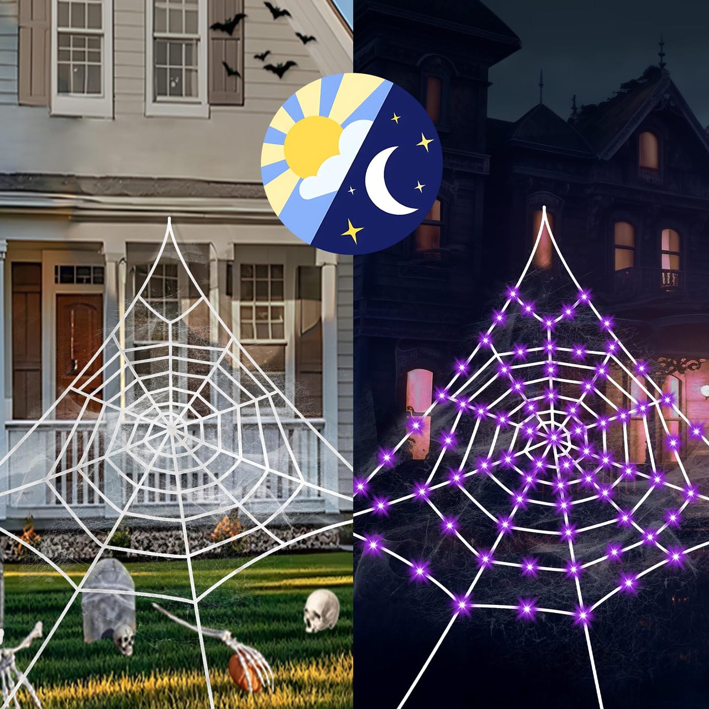 Giant Spider Webs Decoration Outdoor,Halloween Spider Web for Scary Halloween Yard Decorations,Halloween Decorations Outdoor