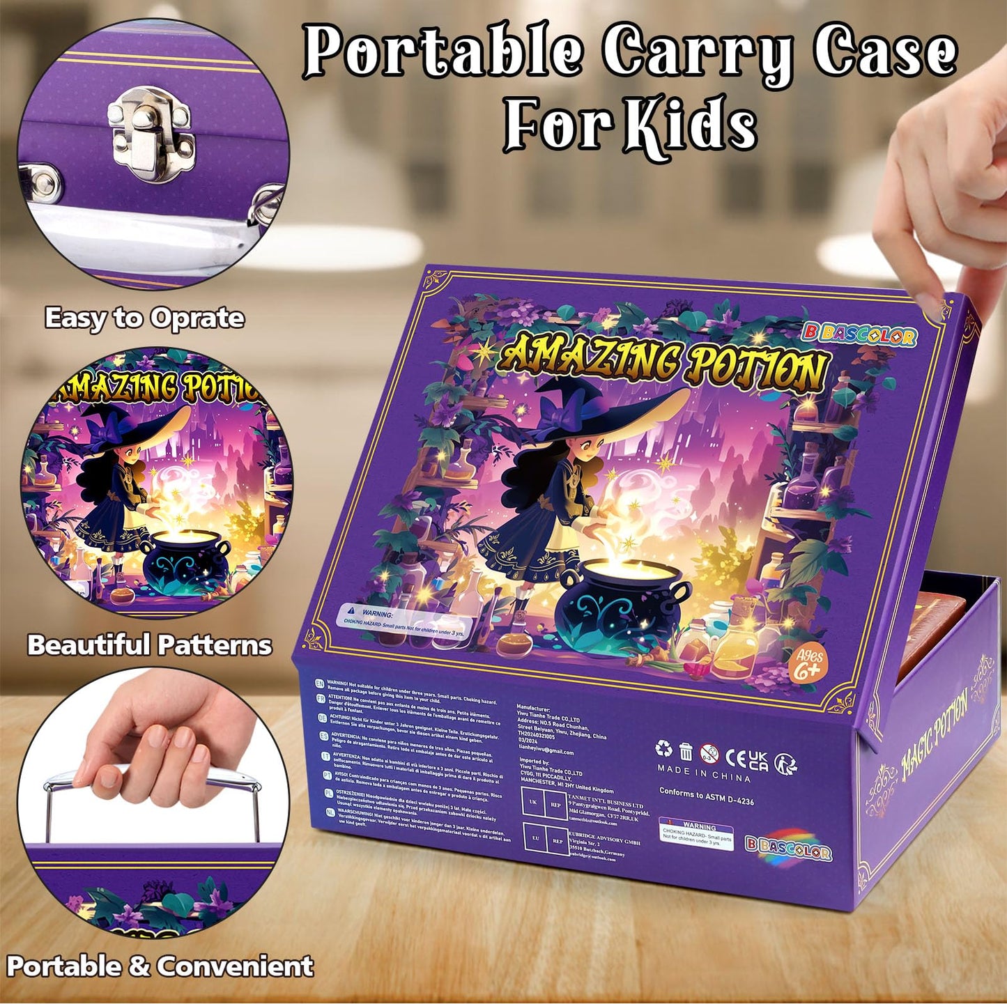 B Bascolor Potion Kits for Kids Girls Toys, 20 Magic Themed Witch Mix Potion Bottles/Cauldron/Magic Carry Case, Kids Potion Making Kit, Halloween Christmas Birthday gifts for girls kid age 6 7 8-10-12