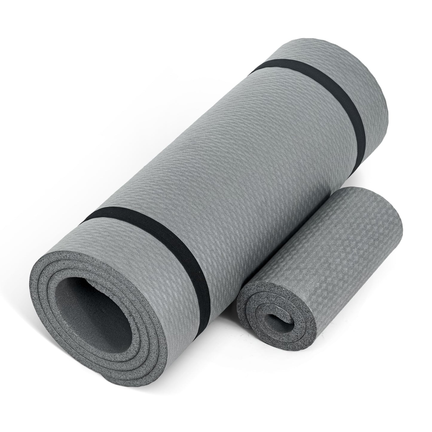 CAP Barbell Yoga Mat 1/2" Thick with Carrying Strap & Knee Pad - High Density Exercise Mat for Yoga, Pilates, Stretching, Floor & Fitness Workouts - 71''x24''x1/2" | Gray
