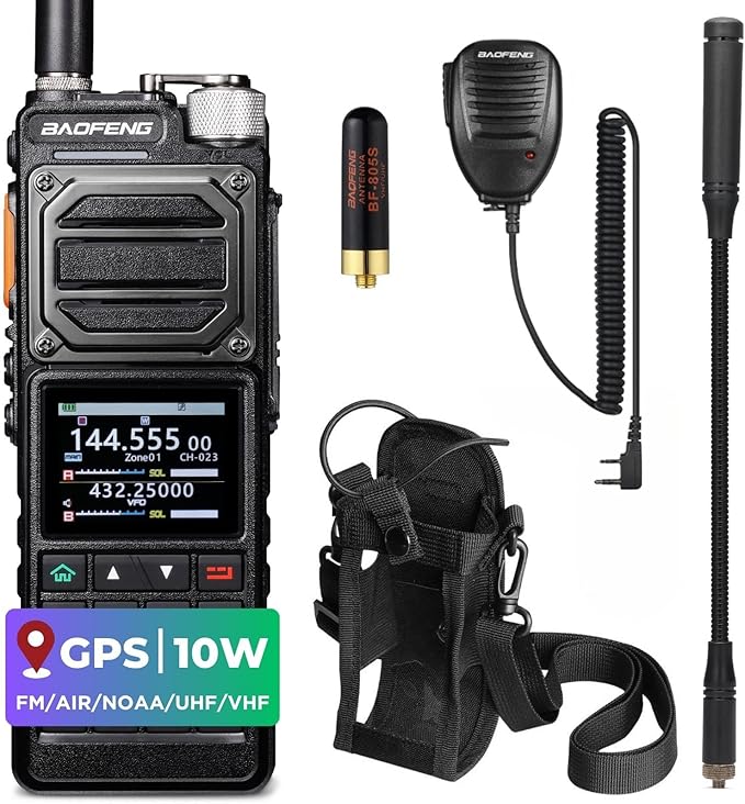 BAOFENG UV-25 PLUS 10W GPS Ham Radio Handheld, Long Range Two Way Radio AM FM NOAA Receiver with 5200mAh Battery USB-C Por...